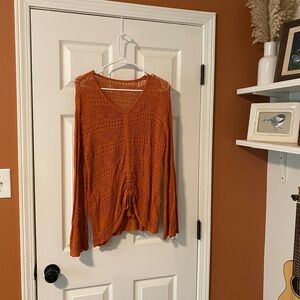 Rust Orange Crochet-Style Top
